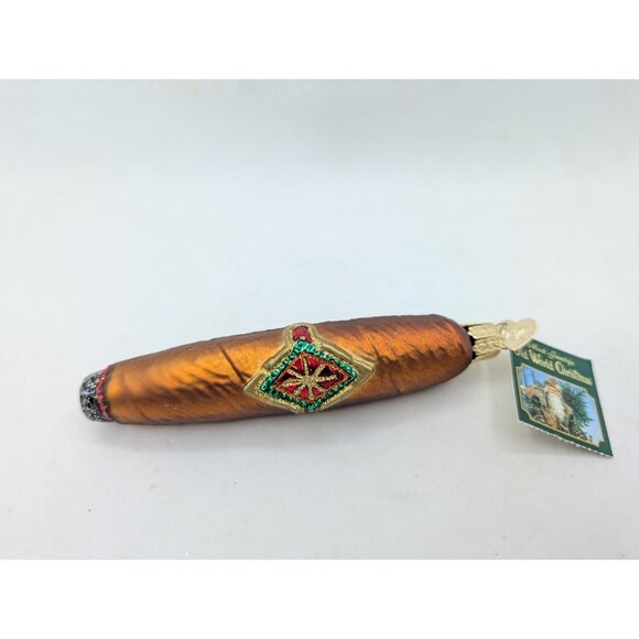 Old world Christmas Ornament 'The Cigar" with tag 5.25" glass hanging tree - Picture 14 of 14